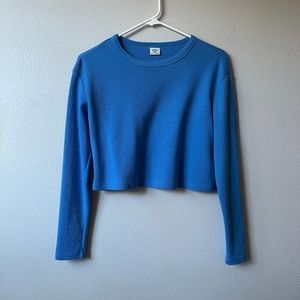 Aritzia Sunday Best Baby Waffle Longsleeve Crop in Blue | XXS